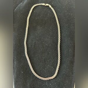 VINTAGE ITALIAN 925 STERLING SILVER FLAT BISMARK NECKLACE LENGTH  18”